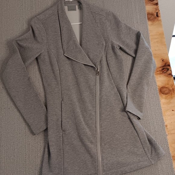 Athleta Sweaters - Athleta On The Move Asymmetrical Zip Moto Sweater Gray S